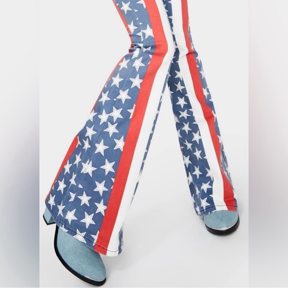 Free People Star-Patterned Flare Pants - Picture 2 of 8